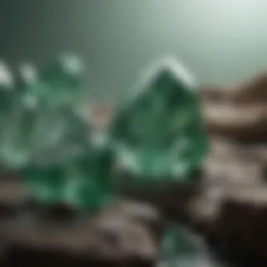 Infographic of Green Crystal Types and Properties An educational infographic illustrating different types of green crystals and their properties