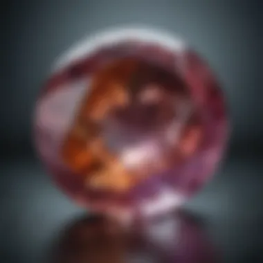 Close-up view of a taaffeite gemstone showcasing its unique color and clarity.