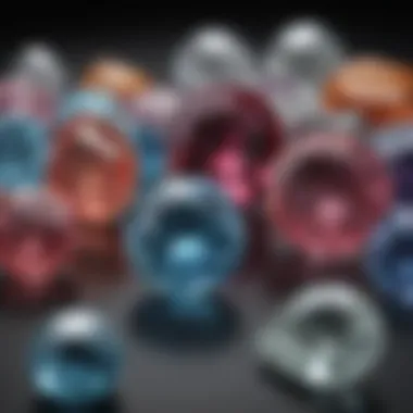 Display of various gemstones side by side, highlighting taaffeite's resemblance to spinel.