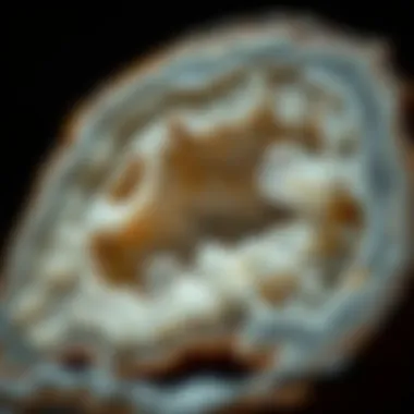 Inner Beauty of a Geode A detailed view of a geode split open, revealing its stunning inner crystal formation.