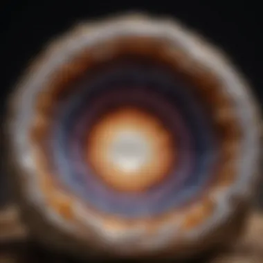 A cross-section of a geode revealing its intricate structure