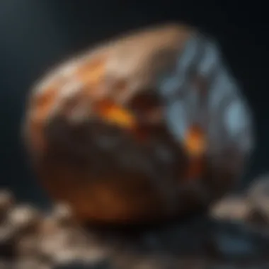 Radiant Glow of Luminous Rock A close-up view of a luminous rock displaying its radiant glow in a dark environment.