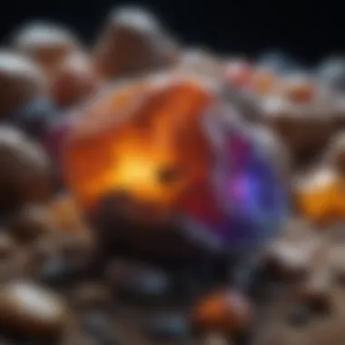 Diverse Types of Luminous Rocks A stunning collection of various types of luminous rocks under ultraviolet light.