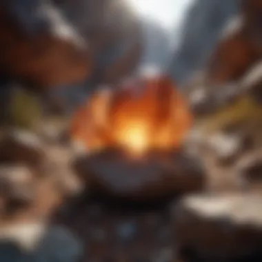 Natural Habitat of Luminous Rocks A geological study showcasing the natural formation of luminous rocks in their habitat.