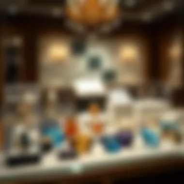 Elegant Jewelry Showcase with Semi-Precious Gems An elegant display of jewelry featuring semi-precious stones.