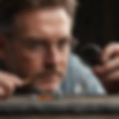 A jeweler using a loupe to examine a diamond, highlighting the loupe's application in gemstone evaluation.