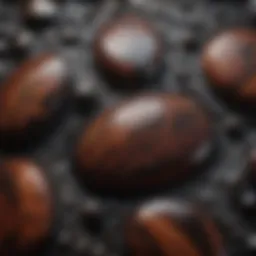 Close-up view of mahogany obsidian showcasing its rich colors and patterns.