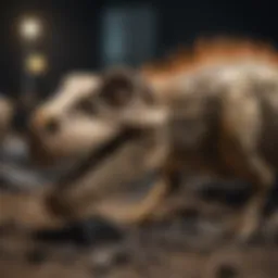 A stunning collection of dinosaur bone fossils on display