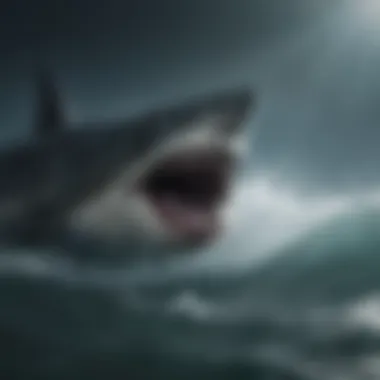 Artistic depiction of megalodon hunting in a prehistoric ocean