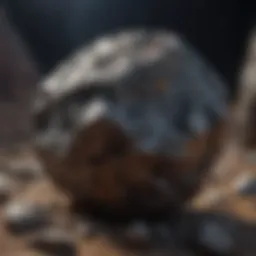 A close-up of a rare meteorite specimen showcasing its unique texture and composition