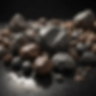 A collection of various types of meteorites displayed in a museum setting