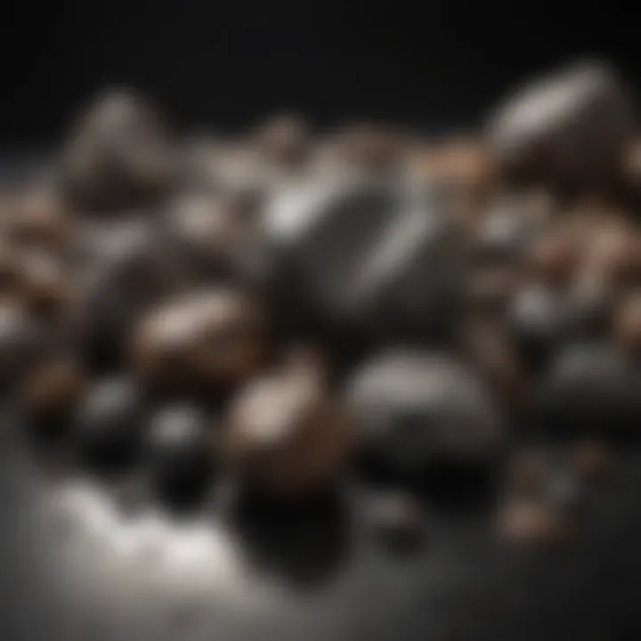 A collection of various types of meteorites displayed in a museum setting