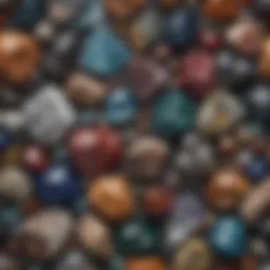 Showcasing Mineral and Gemstone Diversity A collection of minerals and gemstones displayed in an elegant arrangement