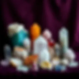 A stunning array of various crystals displayed on a velvet background