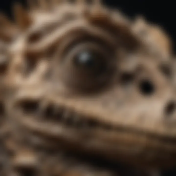 Close-up of a genuine dinosaur fossil showcasing intricate details.