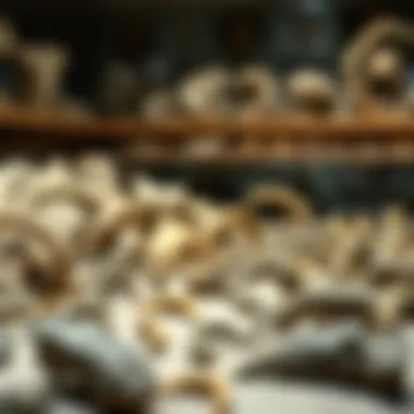 Display of Raptor Claw Fossils in Paleontological Context Collection display of various raptor claw fossils in a paleontological setting