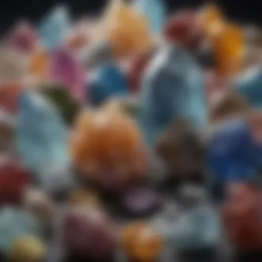 Diverse Raw Crystals Collection A striking display of assorted raw crystals showcasing their unique colors and textures.