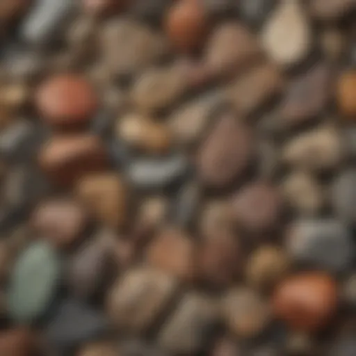 A close-up view of different rock types showcasing their textures and colors