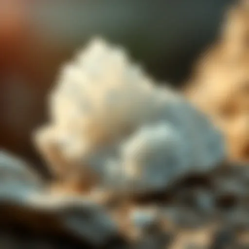 Close-up view of a rock resembling quartz with detailed crystalline structure