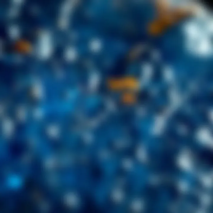 Intricate Textures of Raw Sapphire Close-up view of a raw sapphire surface, revealing its intricate textures and inclusions