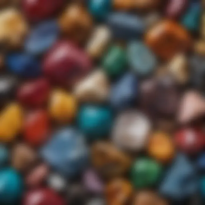 A close-up view of various semi-precious stones showcasing their vibrant colors.