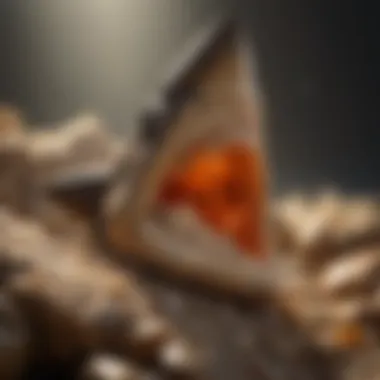 Acrylic Modernity: Illuminating Fossil Treasures Modern acrylic shark tooth display with vibrant lighting