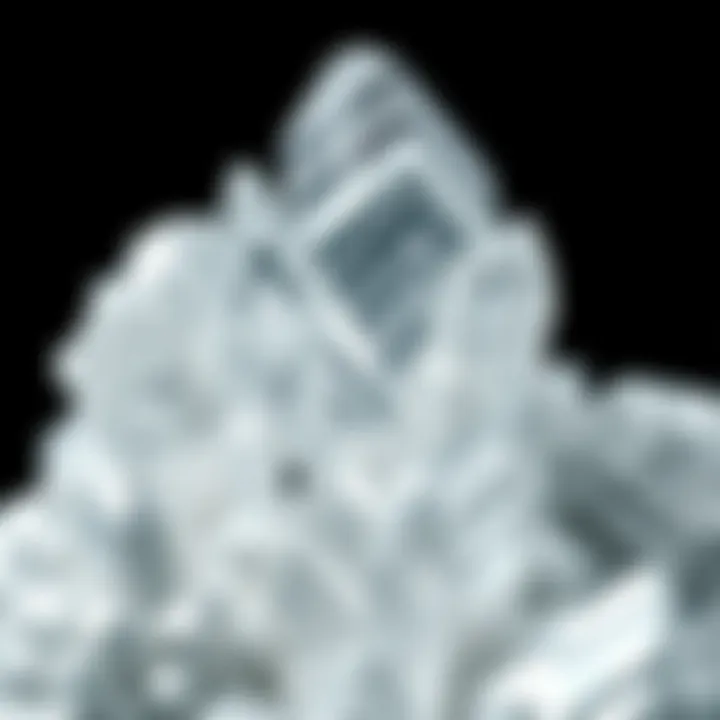 Close-up view of silver crystals highlighting their unique geometric structures.