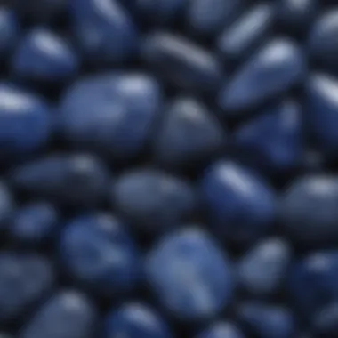 Elegant Forms of Polished Sodalite A collection of polished sodalite stones arranged aesthetically, emphasizing their elegant forms