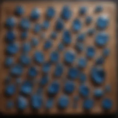 An array of various blue crystal types displayed elegantly on a natural wooden surface