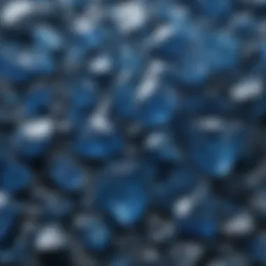 Intricate Textures of Blue Crystals A stunning close-up of blue crystal stones showcasing their intricate textures and hues