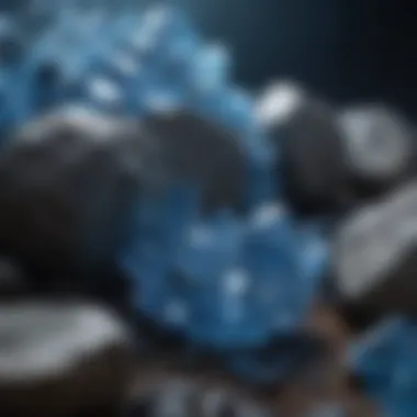Blue Crystals in Holistic Practices A detailed view of blue crystal stones being utilized in a holistic wellness setting