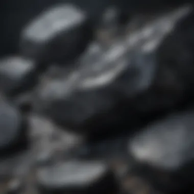 Natural Formations of Sparkling Black Stone Natural black stone formation showcasing sparkles