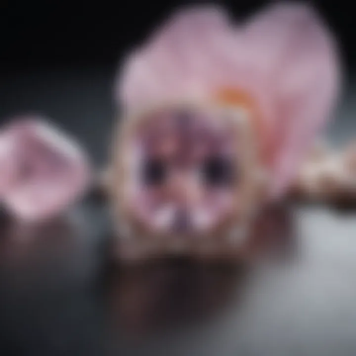 An artistic arrangement of kunzite jewelry pieces embodying elegance and charm