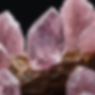 A collection of kunzite specimens with a focus on their geological origins