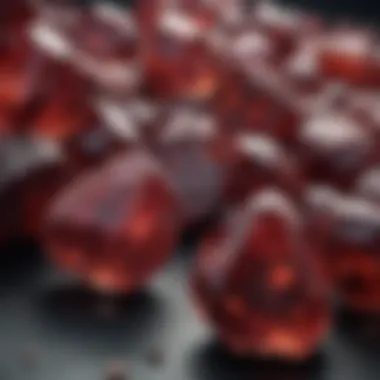 A close-up of different garnet varieties highlighting their unique hues.