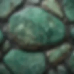 Close-up view of variscite stone showcasing its unique green hues and patterns