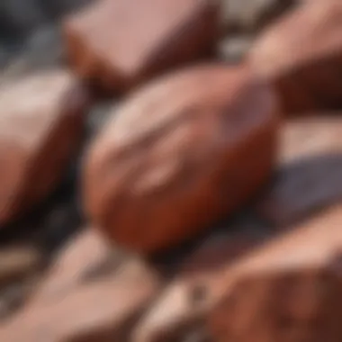 Artistic Expressions in Red Granite Artistic sculptures made from red granite rock