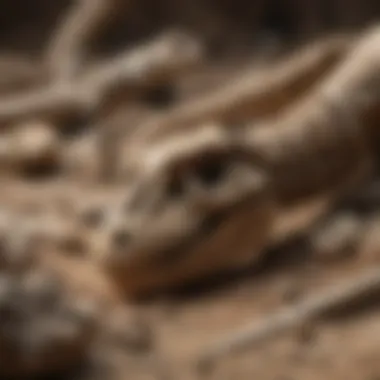 Embedded Dinosaur Bones A close-up view of dinosaur bones embedded in sediment