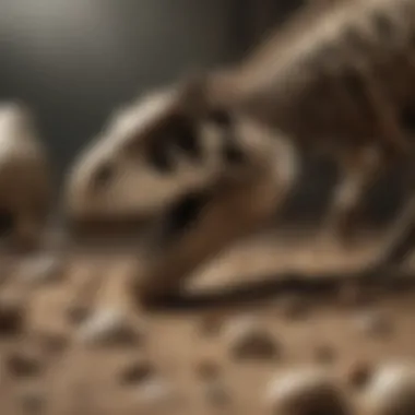 Fossilization Process of Dinosaur Bones An illustration of the fossilization process of dinosaur bones