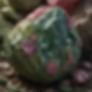 Vibrant Green Rock with Crystalline Structure A vibrant green rock showcasing its crystalline structure