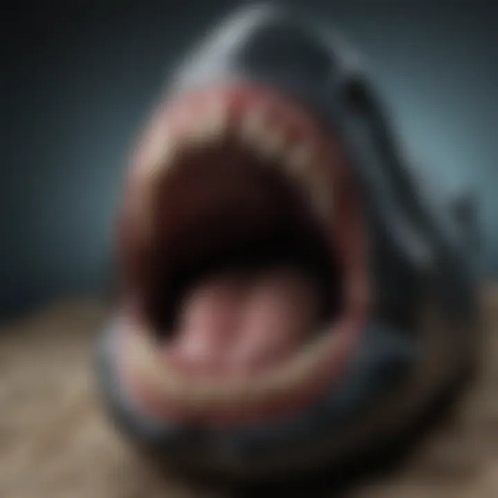 Close-up of a polished megalodon tooth showcasing its intricate details