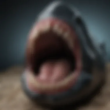 Intricate Details of a Polished Megalodon Tooth Close-up of a polished megalodon tooth showcasing its intricate details