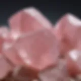 Close-up view of polished rose quartz showcasing its pink hue and translucency