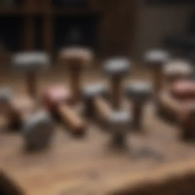 Diverse Rockhound Hammers A selection of rockhound hammers on a wooden table