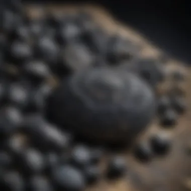 Historical artifacts made from small black stones, showcasing their cultural significance