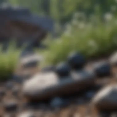 Small Black Stones in Their Natural Habitat Geological setting featuring small black stones in their natural environment