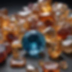 A stunning array of topaz gemstones showcasing various hues