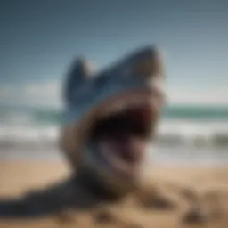 A pristine megalodon tooth displayed against a natural background, showcasing its impressive size and unique features.