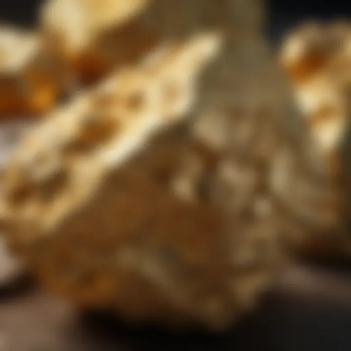 Close-up view of gold nugget showcasing its natural texture