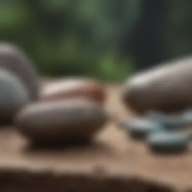 A serene setting where individuals contemplate while using worry stones.